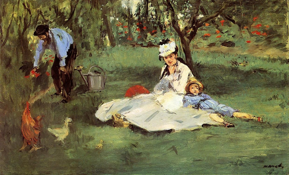 The Monet family in their garden at Argenteuil - by Edouard Manet