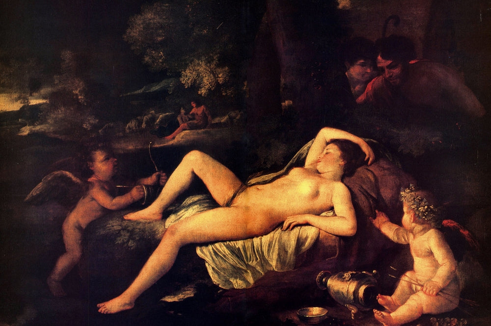 Sleeping Venus and Cupid - by Nicolas Poussin