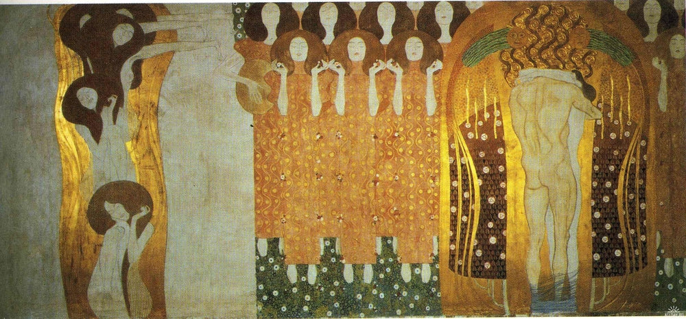 The Beethoven Frieze: The Longing for Happiness Finds Repose in Poetry. Right wall - by Gustav Klimt