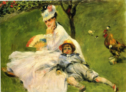 Camille Monet and Her Son Jean in the Garden at Argenteuil - by Pierre-Auguste Renoir