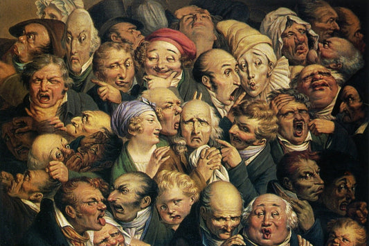 Meeting of thirty-five heads of expression - by Honore Daumier