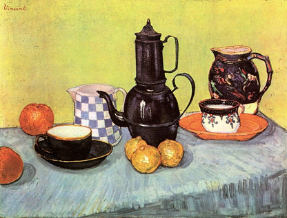 Still Life with Blue Enamel Coffeepot, Earthenware and Fruit - by Vincent van Gogh