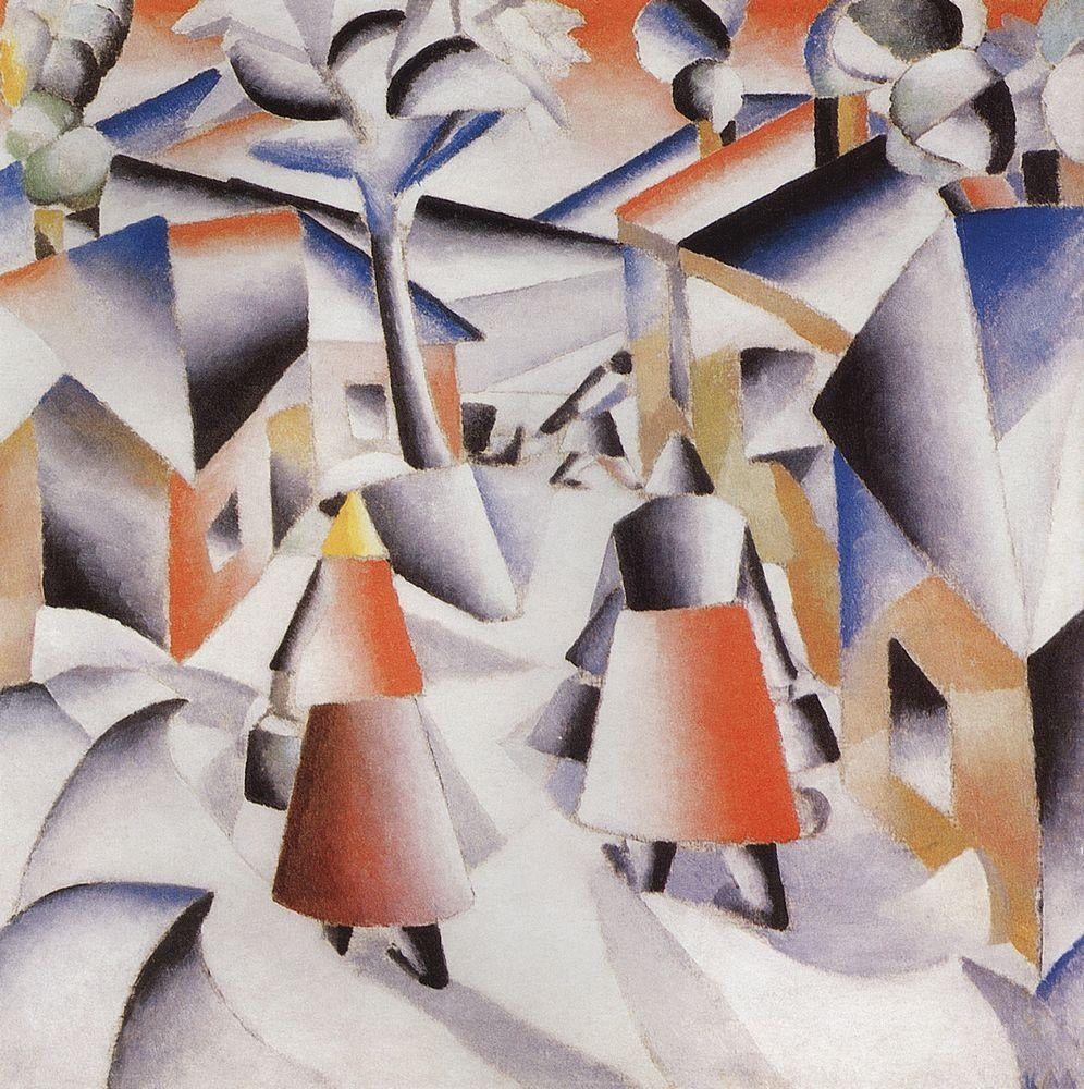 Morning in the Village after Snowstorm - by Kazimir Malevich