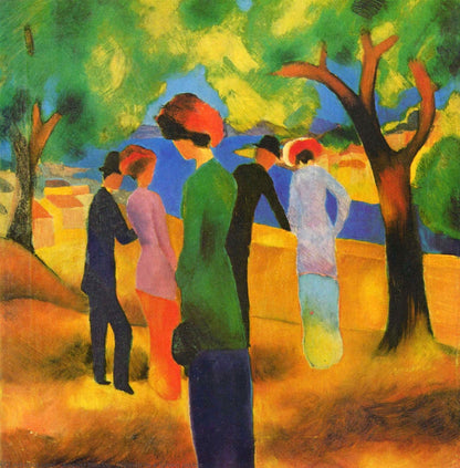 Woman in a Green Jacket - by August Macke