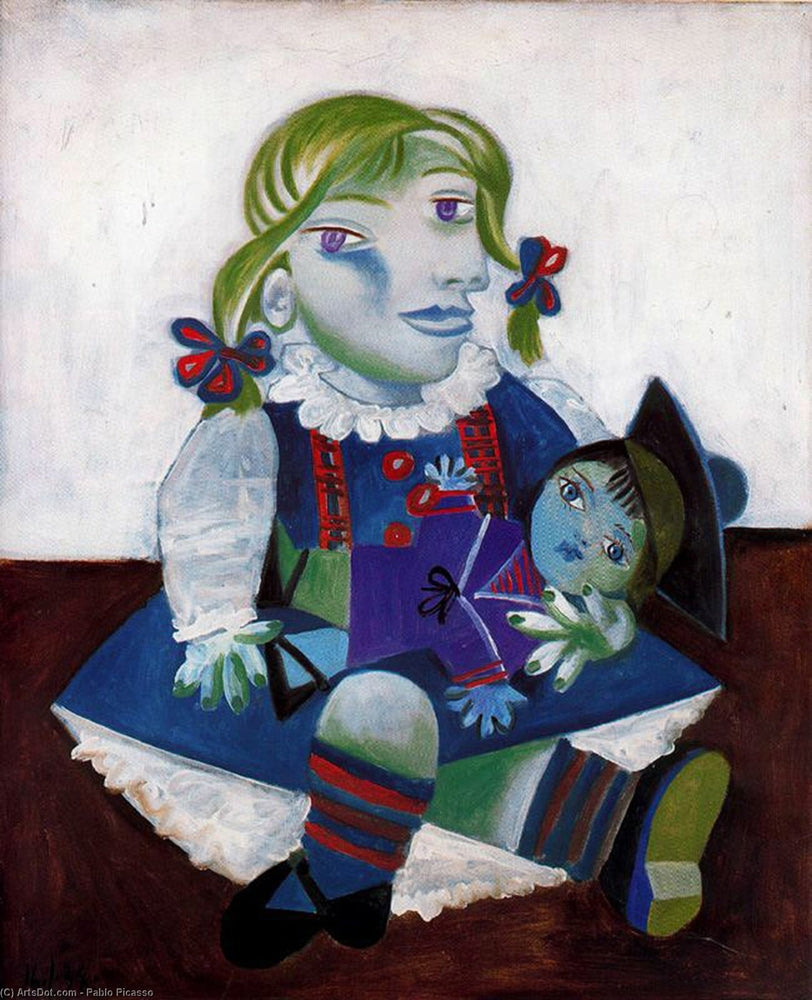 Portrait of Maya with her doll - by Pablo Picasso