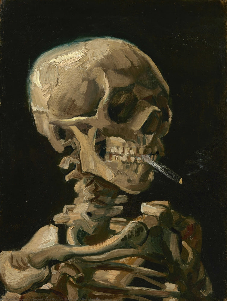 Skull with Burning Cigarette - by Vincent Van Gogh