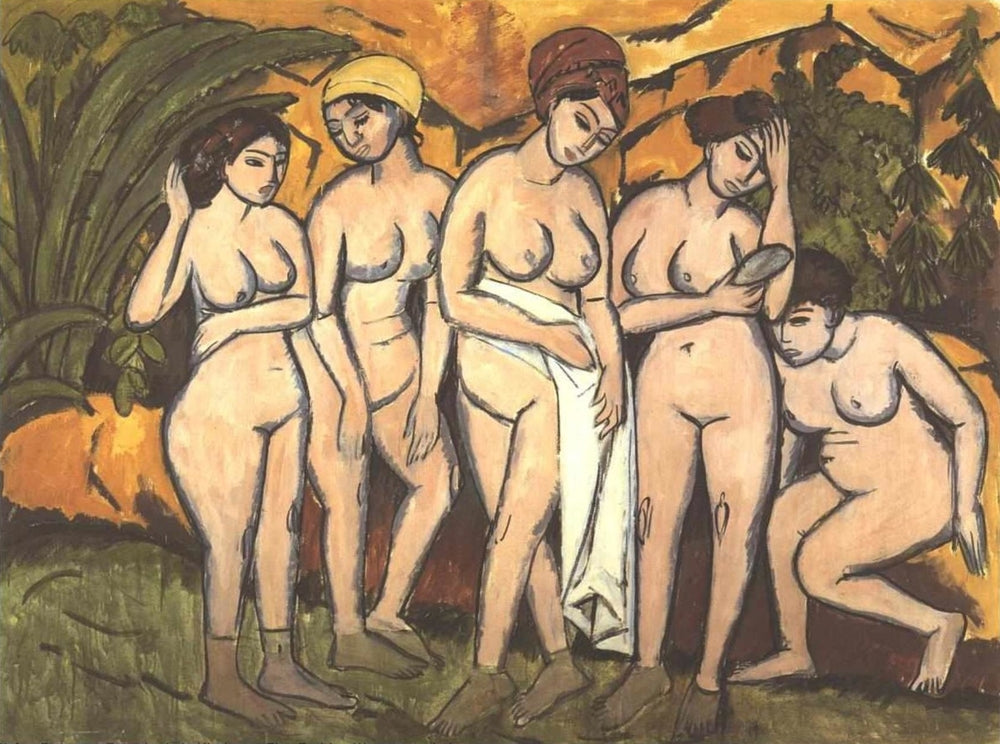 Five Bathing Women at a Lake - by Ernst Ludwig Kirchner