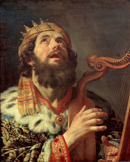 King David Playing the Harp - by Gerard van Honthorst