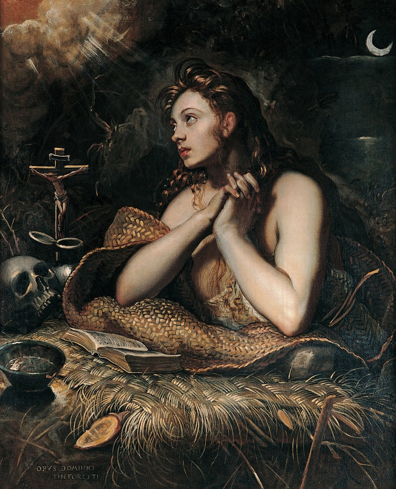 Magdalena Penitente - by Domenico Tintoretto