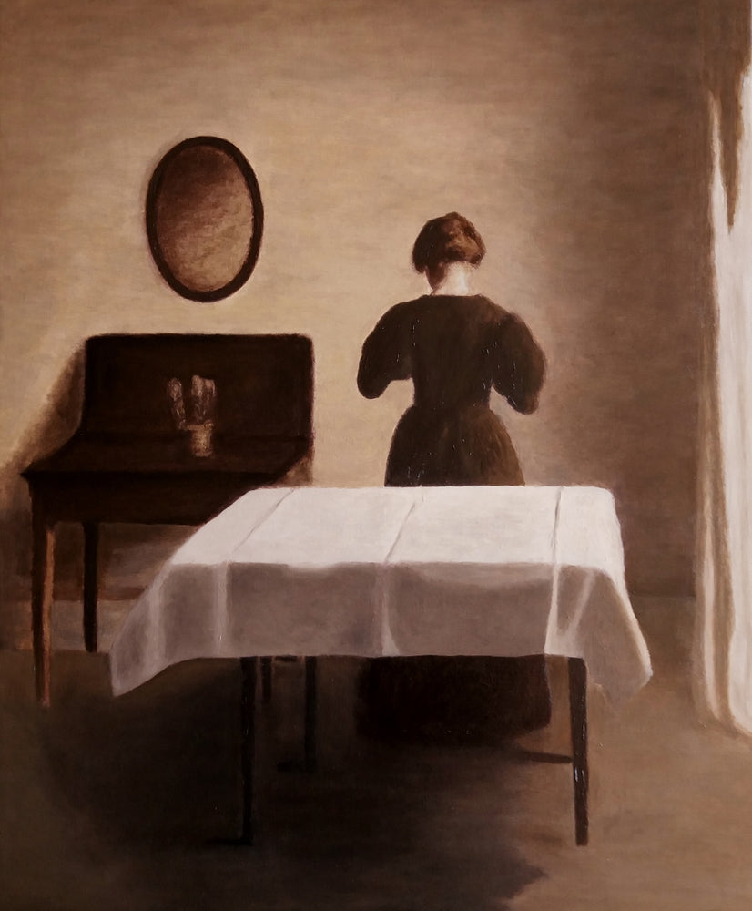 Mujer en interior - by Vilhelm Hammersh?i