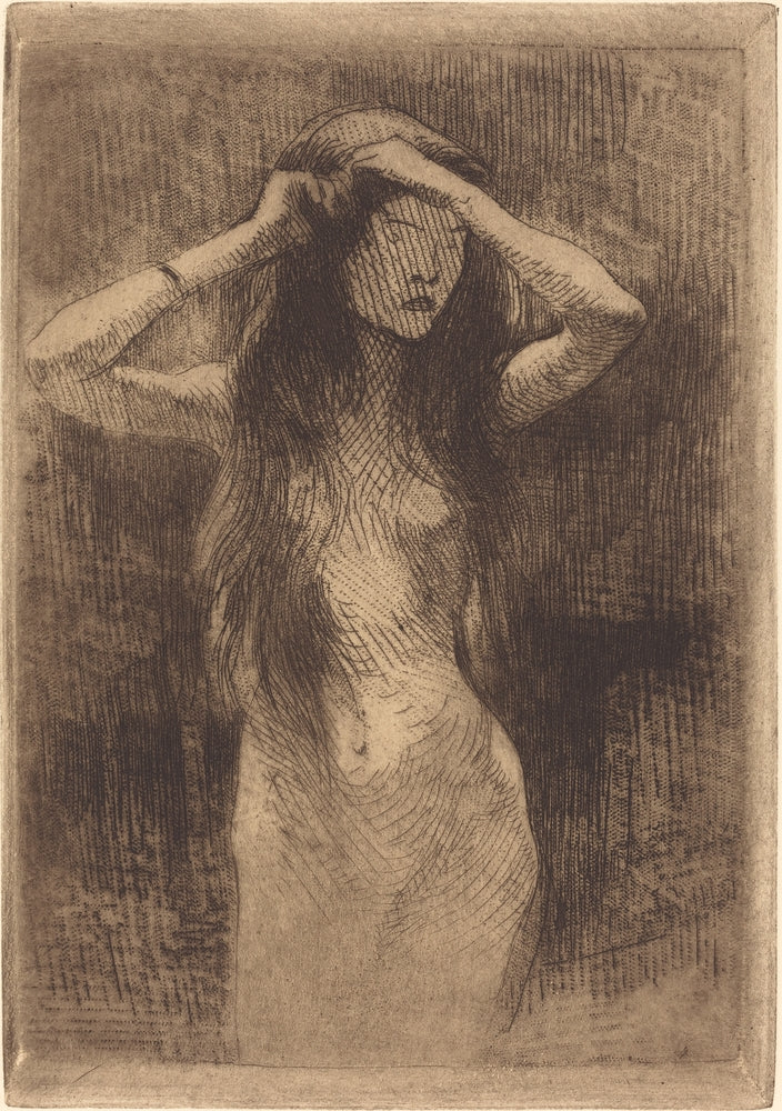 Nude Girl Combing Her Hair - by Paul-Albert Besnard