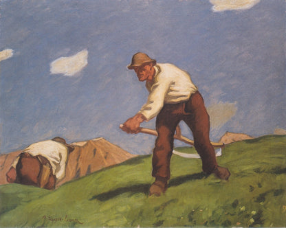 Zwei Bergmäher (zweite Fassung) - by Albin Egger-Lienz