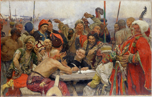 The Reply of the Zaporozhian Cossacks to Sultan Mahmoud IV - by Ilya Repin