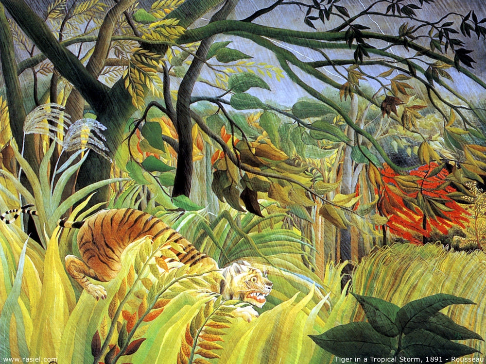 Tiger in a Tropical Storm (Surprised!) - by Henri Rousseau