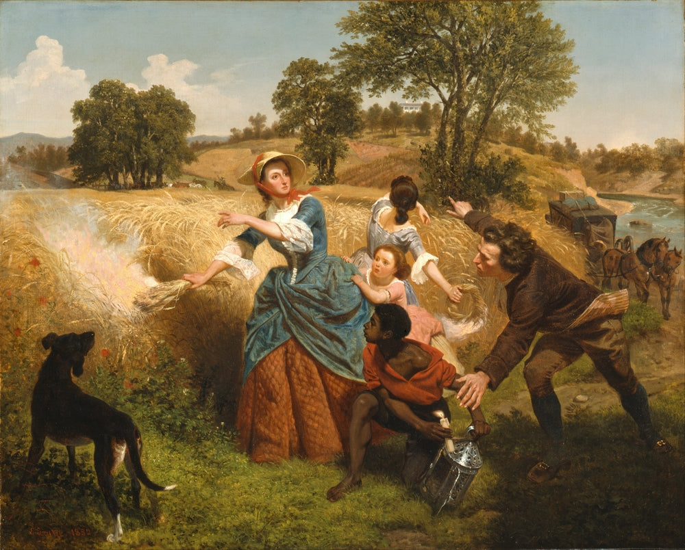 Mrs. Schuyler Burning Her Wheat Fields on the Approach of the British - by Emanuel Leutze