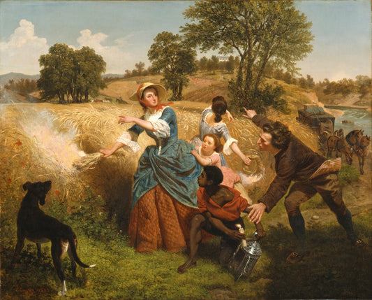 Mrs. Schuyler Burning Her Wheat Fields on the Approach of the British - by Emanuel Leutze