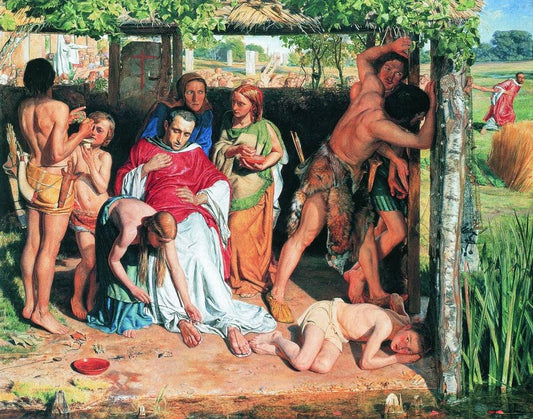 A Converted British Family Sheltering a Christian Priest from the Persecution of the Druids - by William Holman Hunt