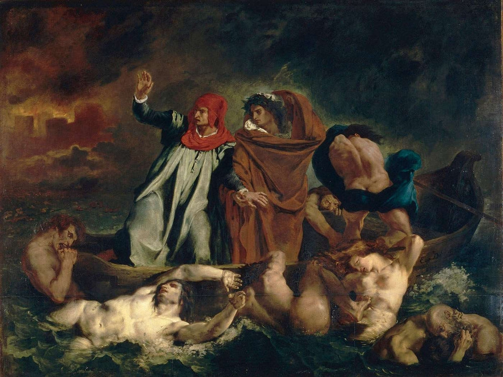 The Barque of Dante (Dante and Virgil in the Underworld) - by Eugene Delacroix