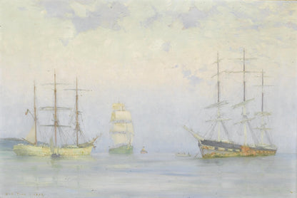 Shipping at Anchor, Carrick Roads - by Henry Scott Tuke