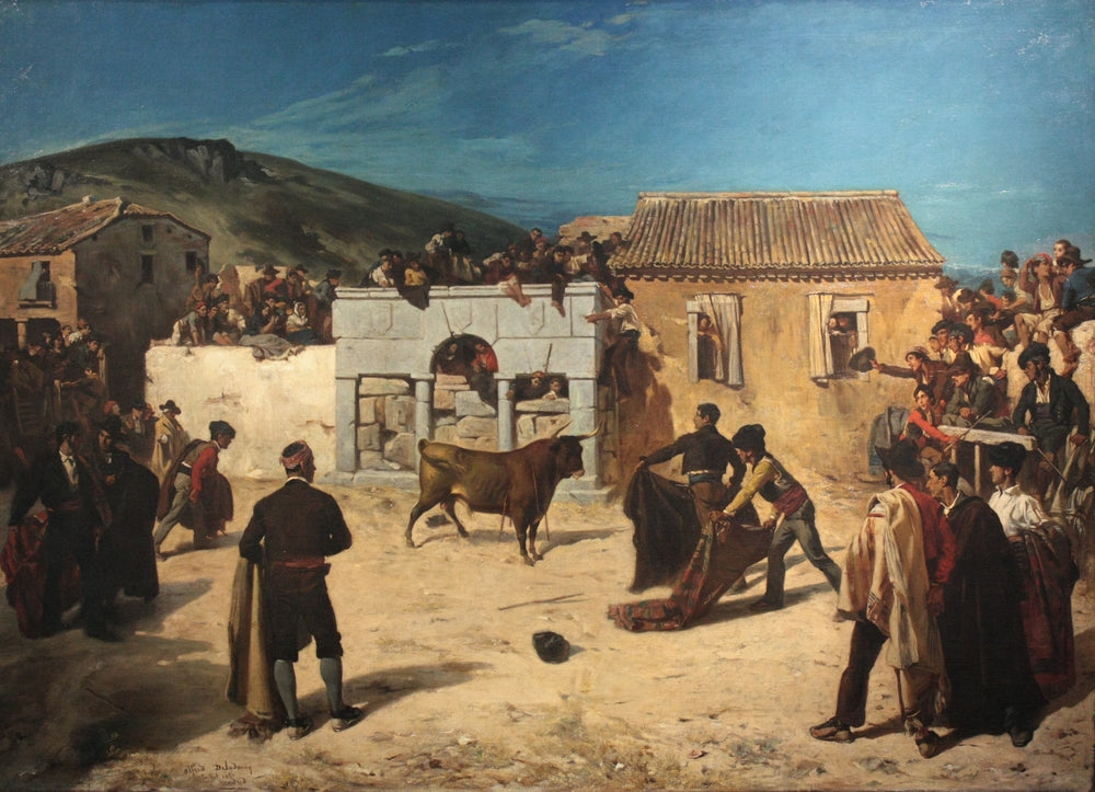 Course De Taureaux En Espagne - by Alfred Dehodencq