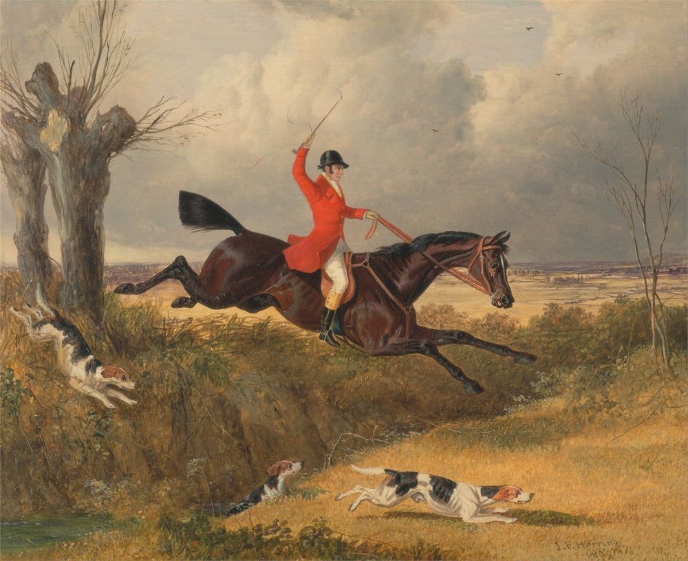 Foxhunting- Clearing a Ditch - by John Frederick Herring Sr.