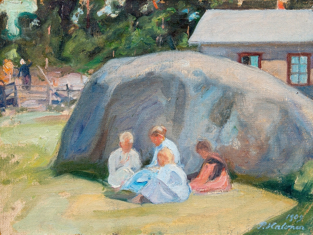 Children Playing in the Yard - by Pekka Halonen