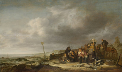 Strand Met Vissers Rijksmuseum SK A 1777 - by Simon de Vlieger