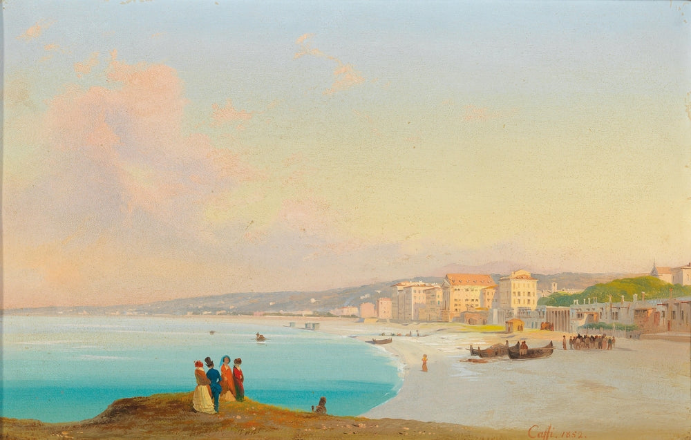 Nizza, Strandansicht Vom Quai Du Midi Aus - by Ippolito Caffi