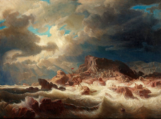 Stormy sea with ship wreck - by Marcus Larson