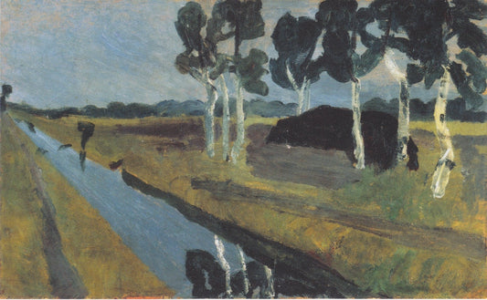 Gray landscape with marsh channel - by Paula Modersohn-Becker