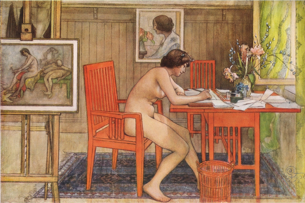 Model Writing Postcards - by Carl Larsson