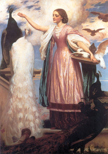 A Girl Feeding Peacocks - by Frederic Leighton