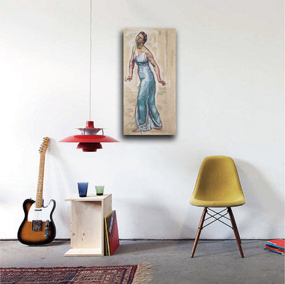 Border Woman Figure in Blue Gwand - by Ferdinand Hodler