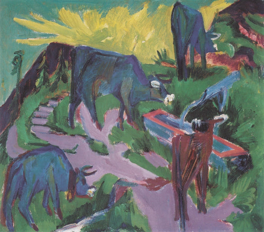 Cows at Sunset - by Ernst Ludwig Kirchner