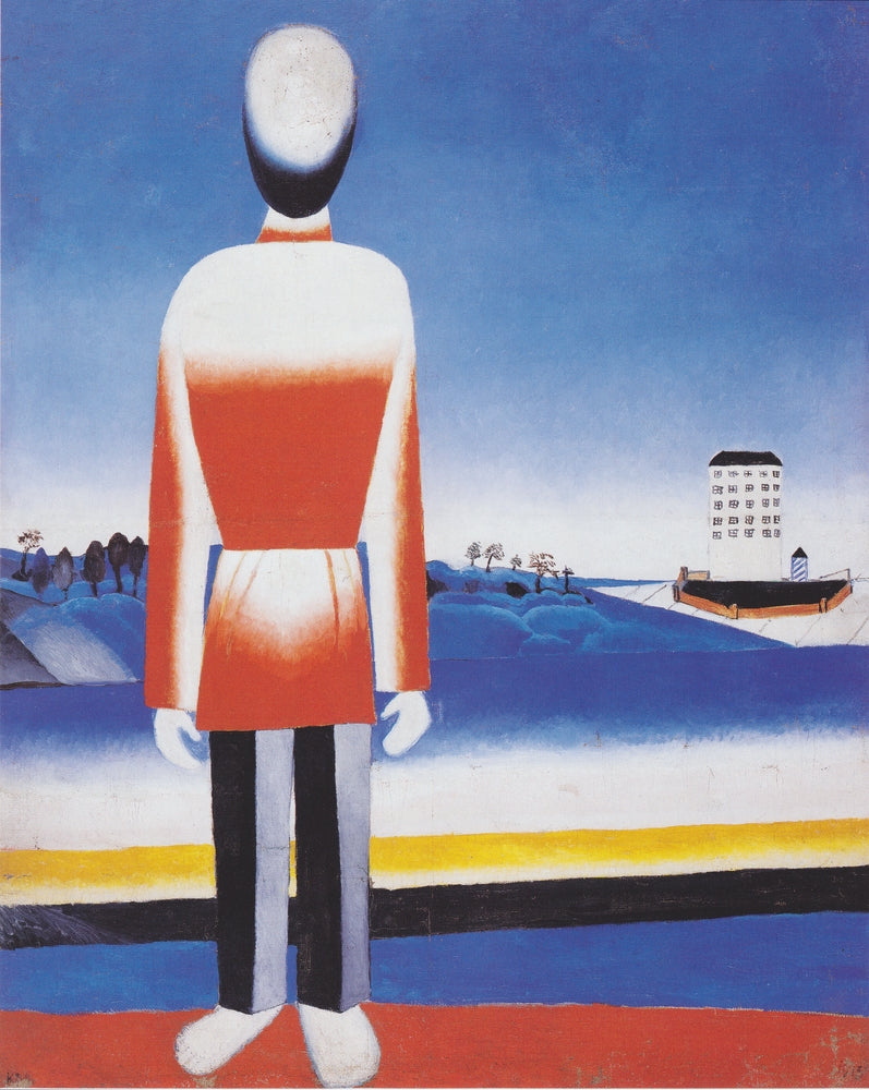 Man in Suprematic Landscape - by Kazimir Malevich