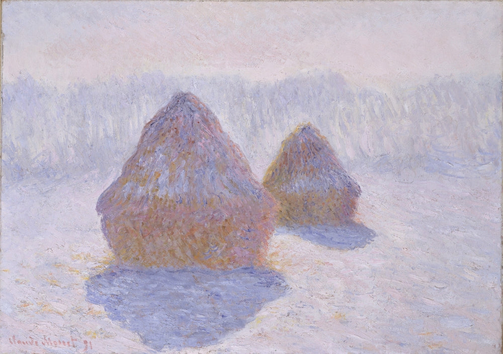 Haystacks (Effect of Snow and Sun) - by Claude Monet