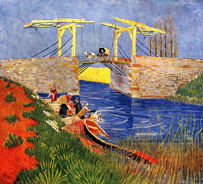 The Langlois Bridge at Arles with Women Washing - by Vincent van Gogh