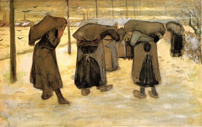 Miners' wives carrying sacks of coal - by Vincent van Gogh