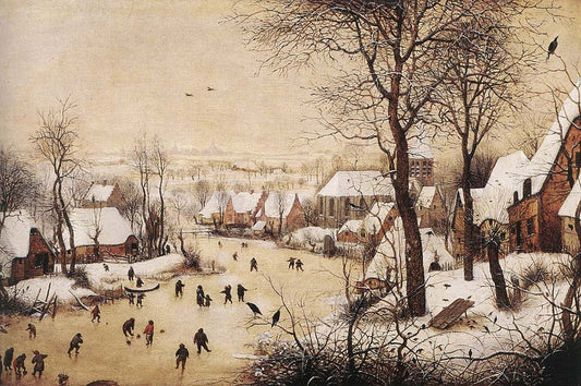 Winter Landscape with Skaters and a Bird Trap - by Pieter Bruegel the Elder