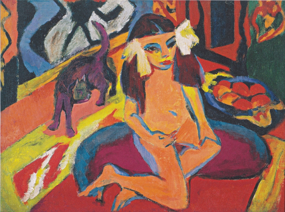 Girl with Cat (Franzi) - by Ernst Ludwig Kirchner