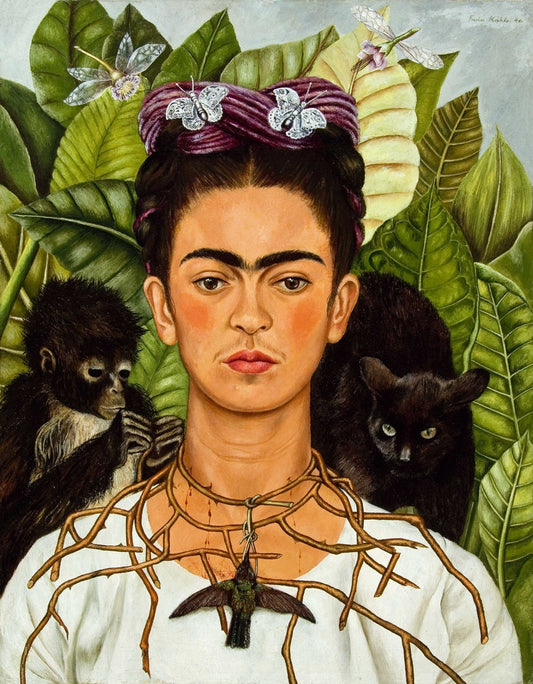 Self Portrait with Necklace of Thorns - by Frida Kahlo