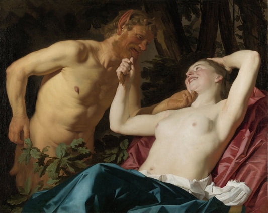 Nymph and Satyr - by Gerard van Honthorst