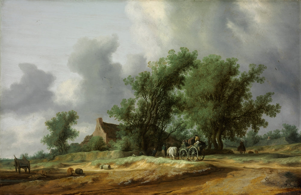 Road in the Dunes with a Passanger Coach - by Salomon van Ruysdael