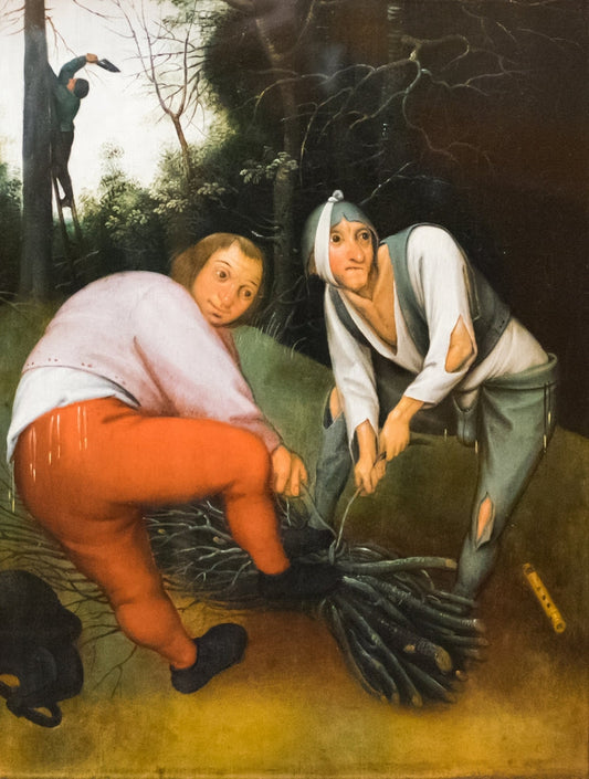 Two Peasants Binding Faggots - by Pieter Brueghel the Younger