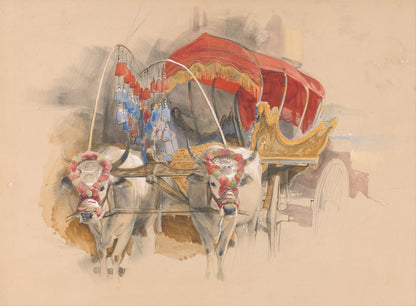 A Turkish Araba Drawn by Two White Oxen - by John Frederick Lewis