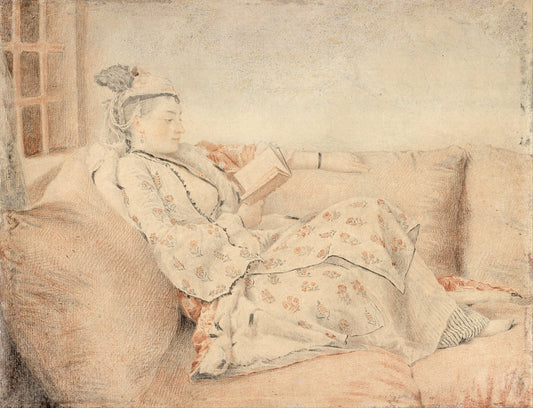 Lady in Turkish dress, reading - by Jean-?tienne Liotard