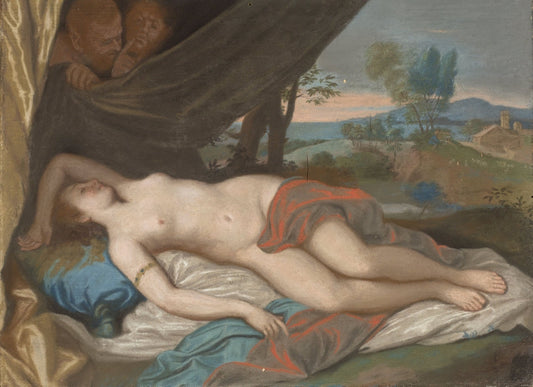 Sleeping nymph spied by satyrs (after a painting based on a print by Anthony van Dyck) - by Jean-?tienne Liotard