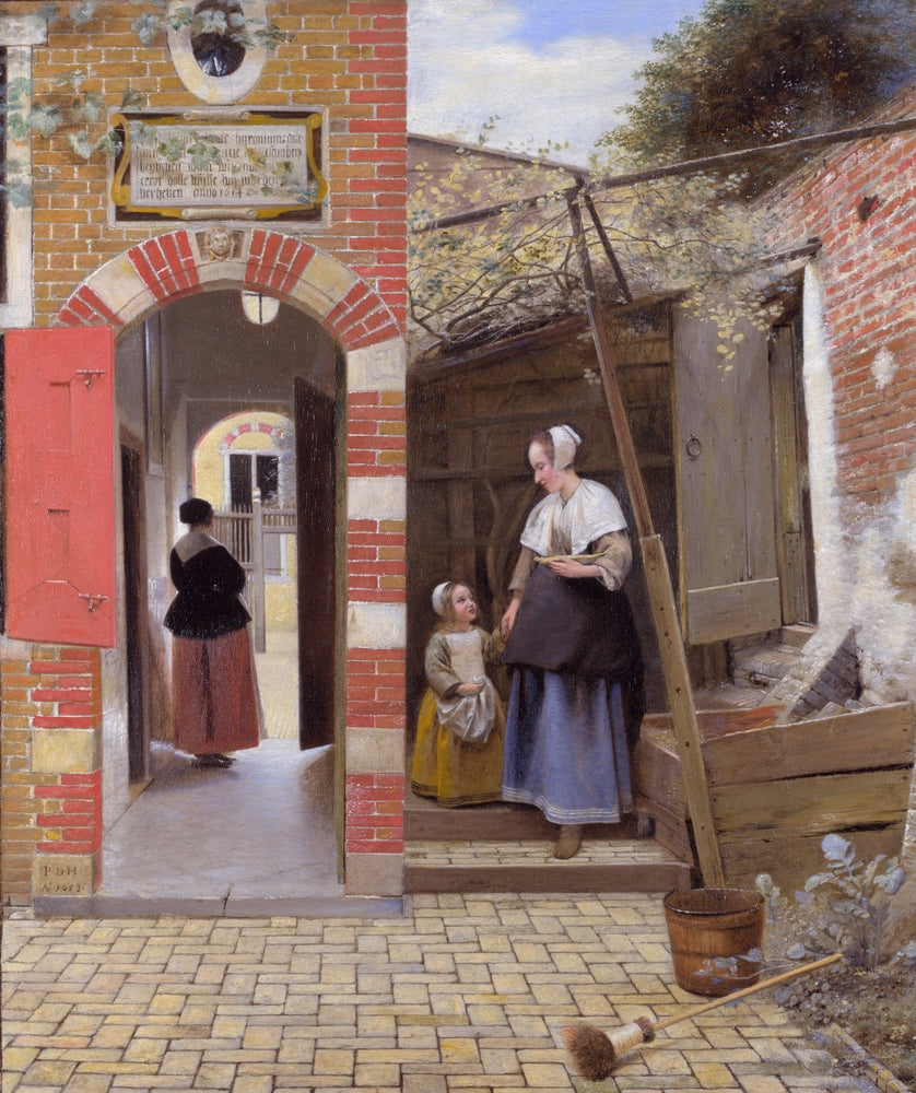 Courtyard of a house in Delft - by Pieter de Hooch