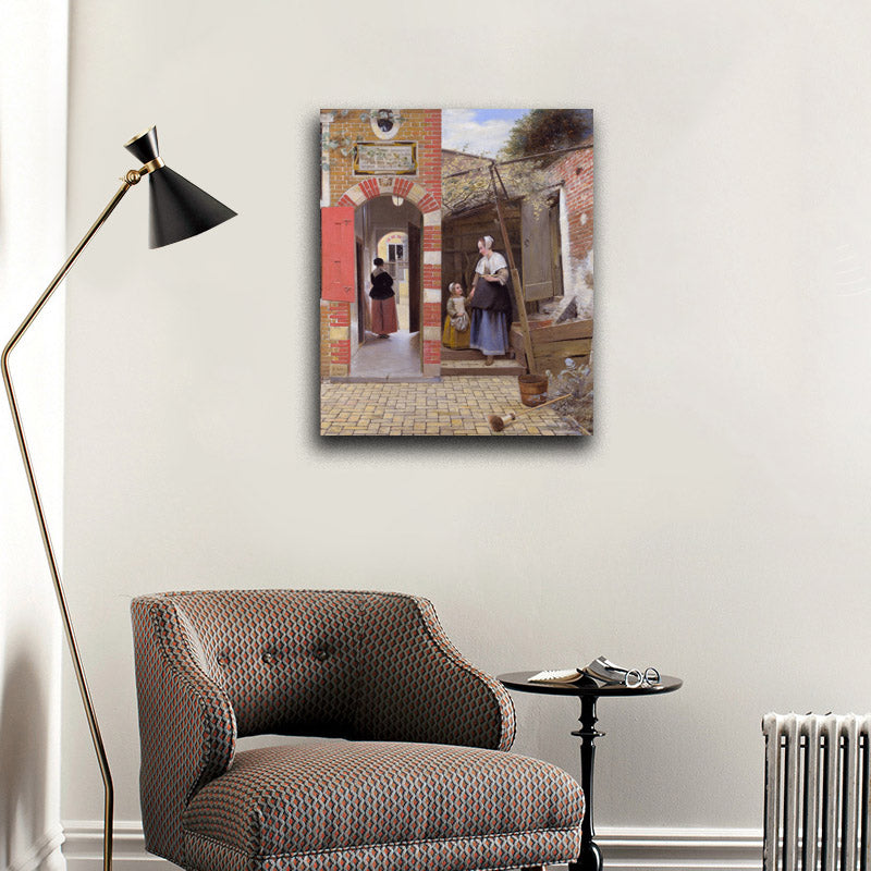 Courtyard of a house in Delft - by Pieter de Hooch