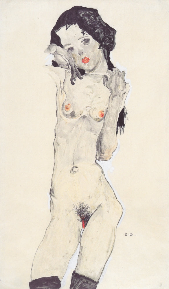 Girl with Black Hair - by Egon Schiele